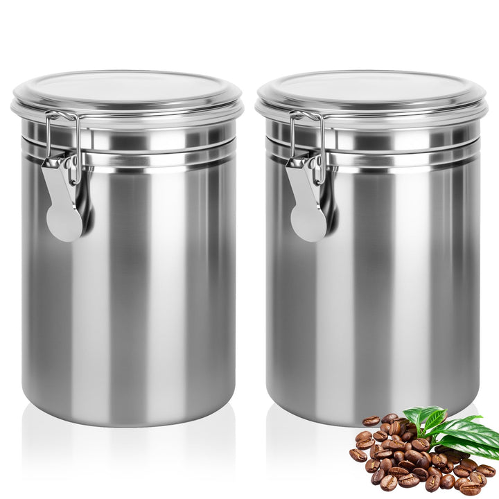 2 Stück Kaffeedose Luftdicht mit Deckel, 1.8 L Kaffeebohnen Behälter