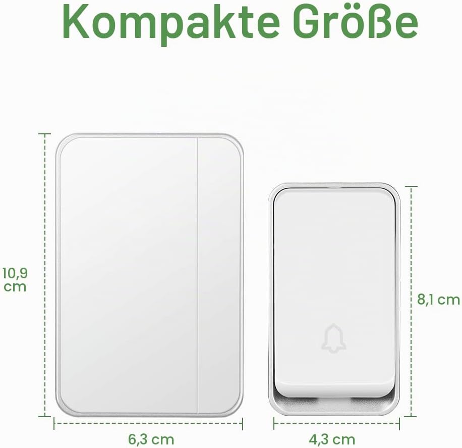 『Keine Batterie Erforderlich』Drahtlose Türklingel wasserdicht, AURTEC-Türklingel-Kit mit 1 Empfänger