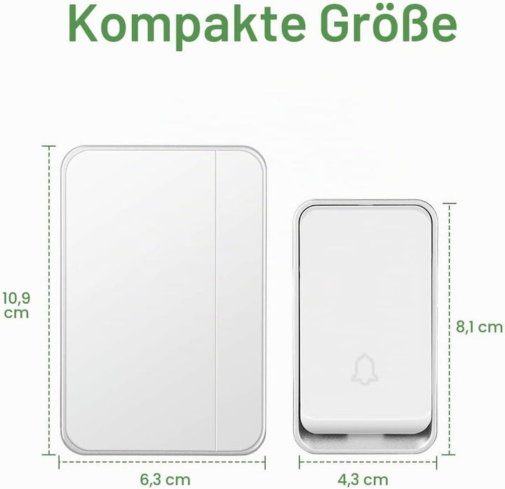 『Keine Batterie Erforderlich』Drahtlose Türklingel wasserdicht, AURTEC-Türklingel-Kit mit 1 Empfänger