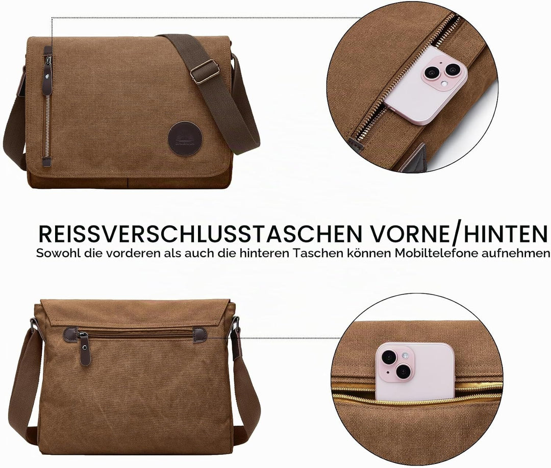 ZHIERNA Umhängetasche Herren für Herren und Damen, Canvas Messenger Bag, Vintage schultertasche für