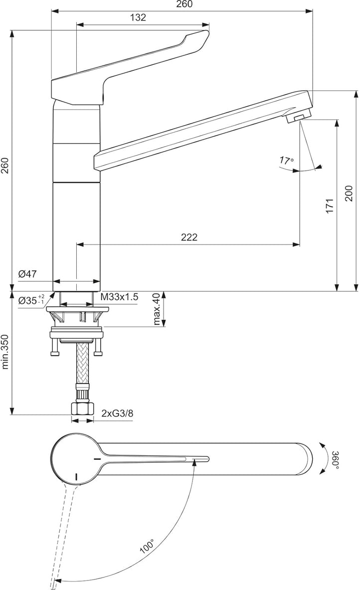 Ideal Standard BC137AA Ceraflex Küchenarmatur, Chrom