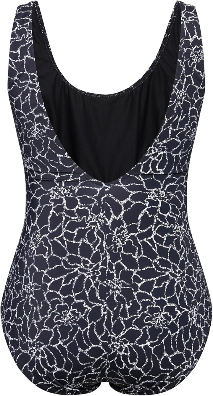 Ulla Popken Damen Badeanzug 42 Schwarz, 42 Schwarz