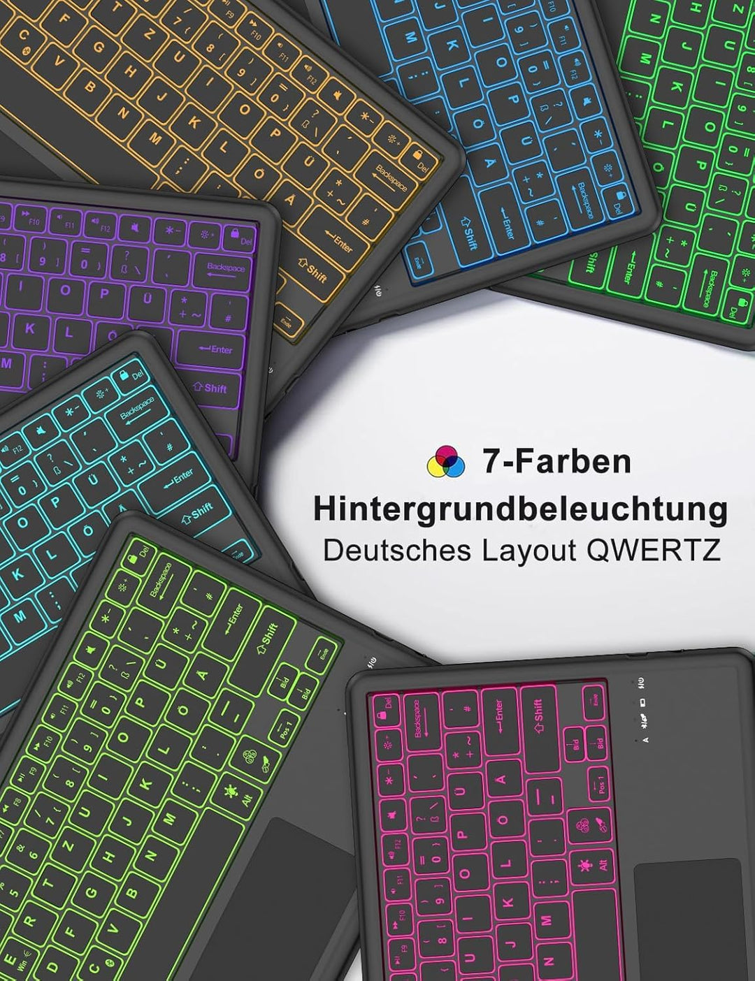 Für Idea Tab Plus 12.1" Hülle mit Touchpad &amp; Beleuchtung QWERTZ Schwarz Idea Tab Plus 12,1" (2025) T
