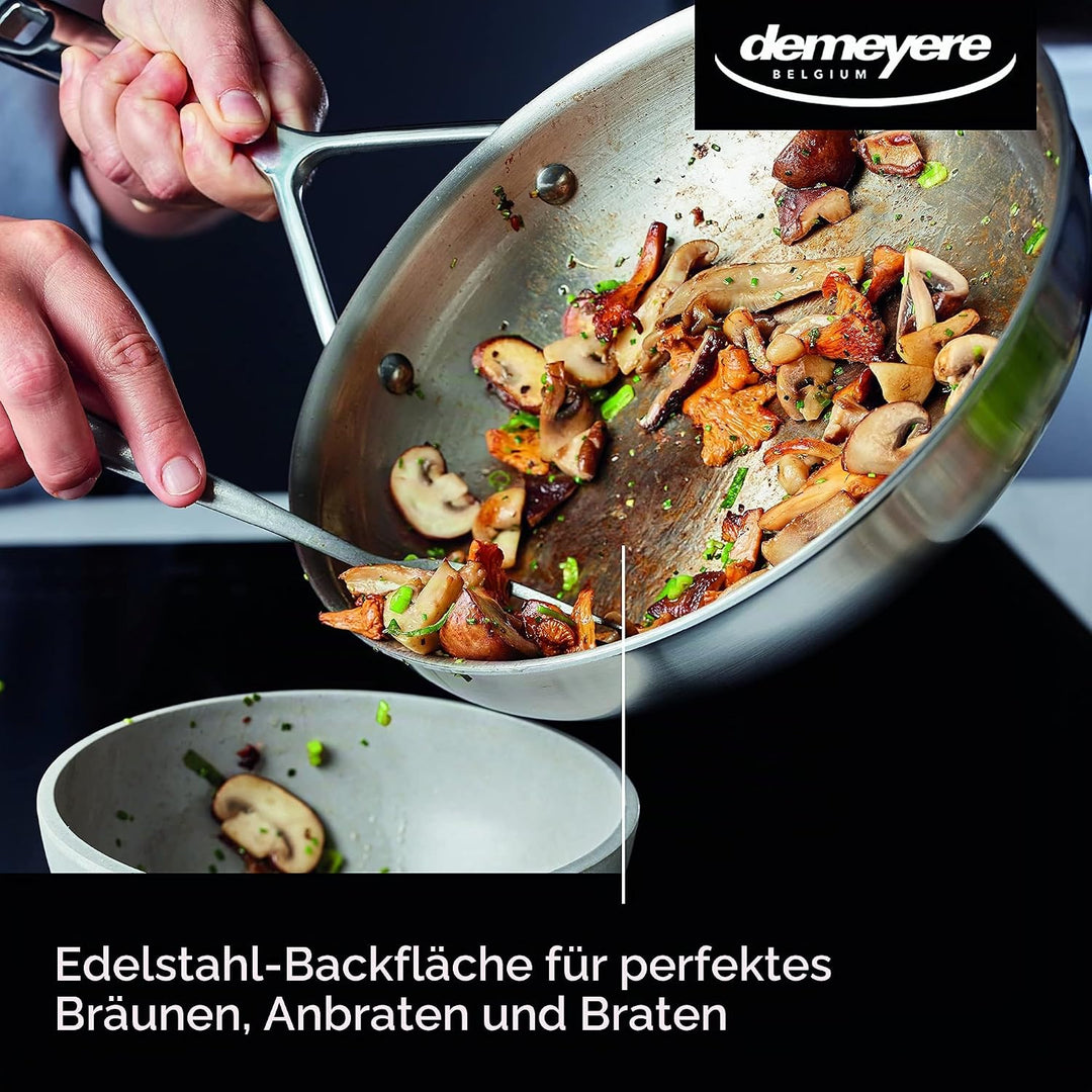 demeyere Essential 5 Bratpfanne aus Edelstahl fuer Induktion und anderen Herdarten, Pfanne aus pfleg