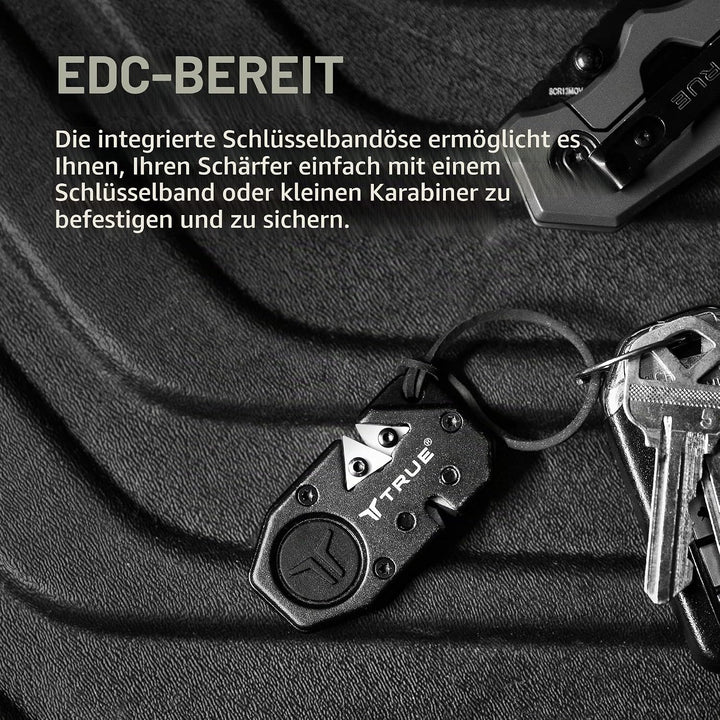 True Utility MYCRO Knife Sharpener - Kompakter Messerschärfer mit Karbid- und Keramikschlitzen - TPR