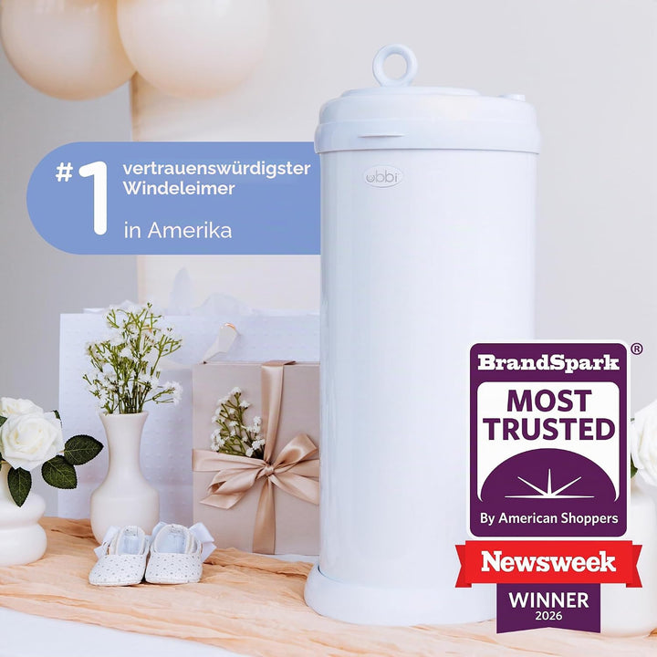 Ubbi Steel Odor Locking Nappy Disposal Bin, No Special Bag Required Money Saving, Awards-Winning, Mo