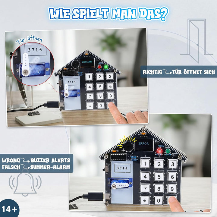 PEMENOL Elektronik-Code-Schloss Lötbausatz, DIY Hausförmiges Passwortschloss-Projekt, Motorisierte T