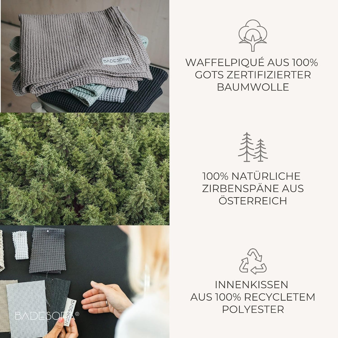 SAUNASOFA Zirbenkissen aus 100% Bio-Baumwolle in Grau Gross Grau, Gross Grau