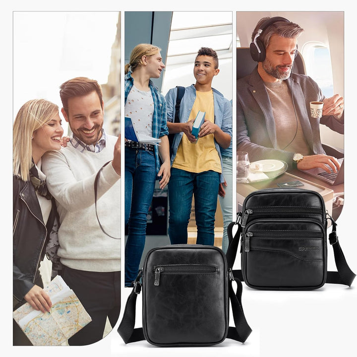 SPAHER Klein Umhängetaschen Herren Leder Herrentasche Schultertasche Handtaschen Männerhandtasche Ha