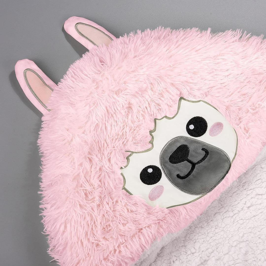 iyoimono Rosa Lama Alpaka Tragbare Decke Lama Alpaka Geschenke Sofadecke Kuscheldecke Lama Alpaca We