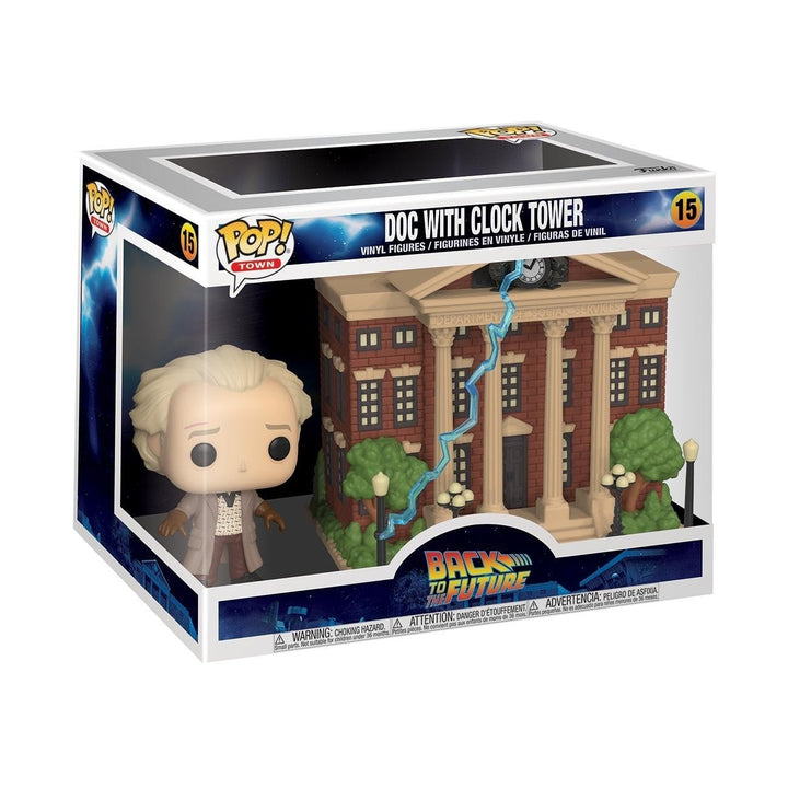 Funko Pop! Town: BTTF - Dr. Emmett Brown - Doc mit Clock Tower - Back to The Future - Vinyl-Sammelfi
