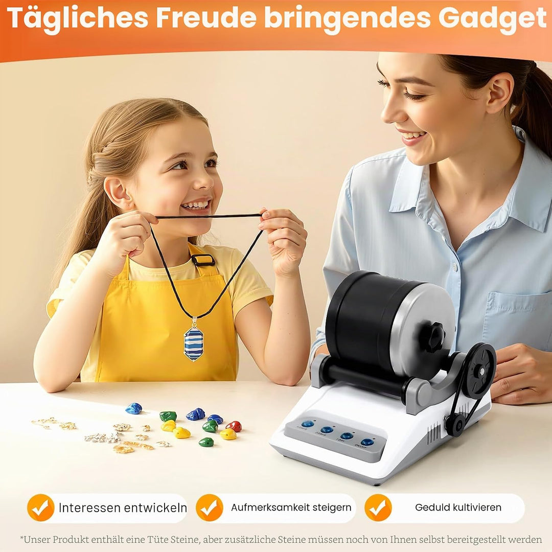 Steinpoliermaschine Rock Tumbler Set 3-Stufen 7-Tage-Timer für Kinder