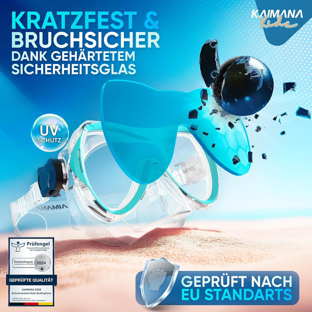 Das Neue KAIMANA® SeaExplorer Schnorchelset Kinder + Tragetasche, Taucherbrille mit Schnorchel, Tauc