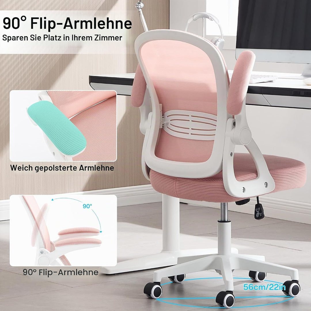Fizzin Ergonomischer Bürostuhl Rosa Schreibtischstuhl, 150 kg, Rosa