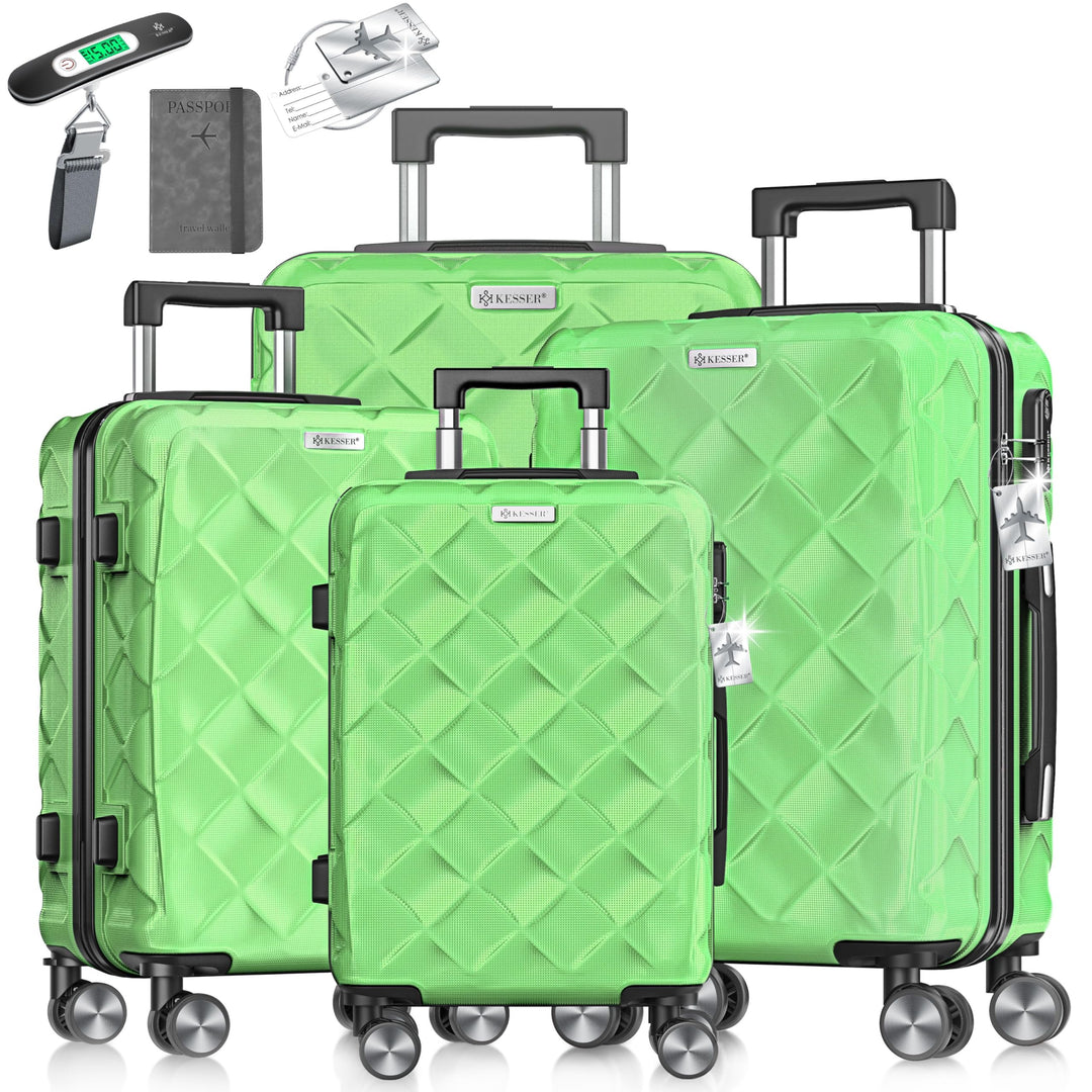 KESSER® Reisekoffer Set 4-teilig | Kofferset ABS Hartschalenkoffer mit Zahlenschloss, Kofferwaage &amp;