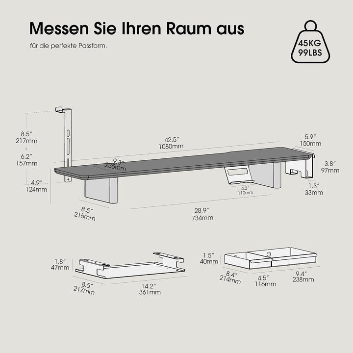 Fenge Dual Monitorständer mit 2 Herausnehmbaren Schubladen,Weiss, Weiss