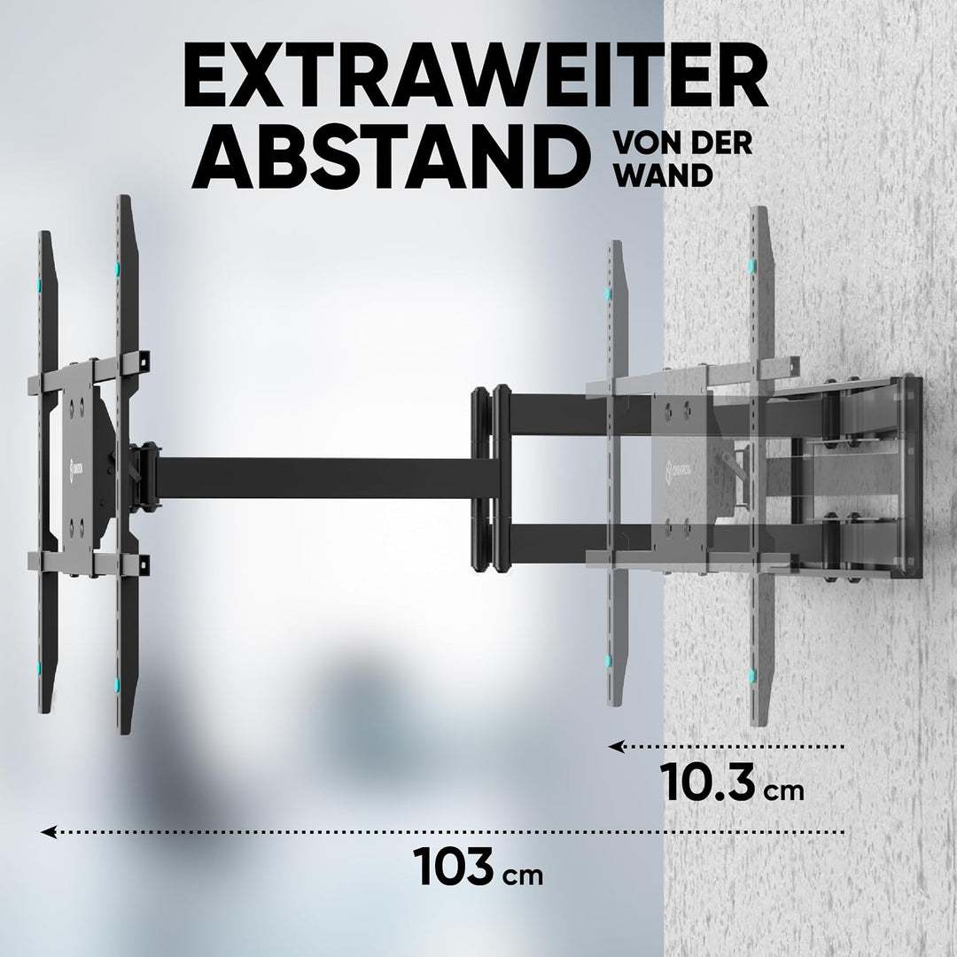ONKRON TV Wandhalterung schwenkbar für 42-110 Zoll Fernseher bis zu 100 kg, TV Halterung Langer Arm,
