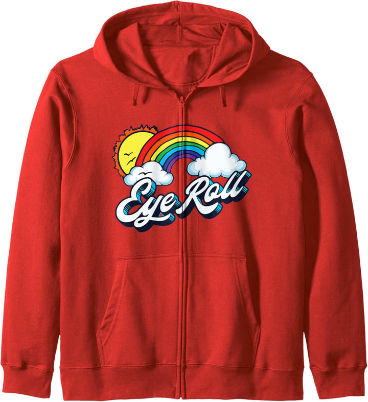 Eye Roll Sarcastic Rainbow Retro 80s Graphic Kapuzenjacke