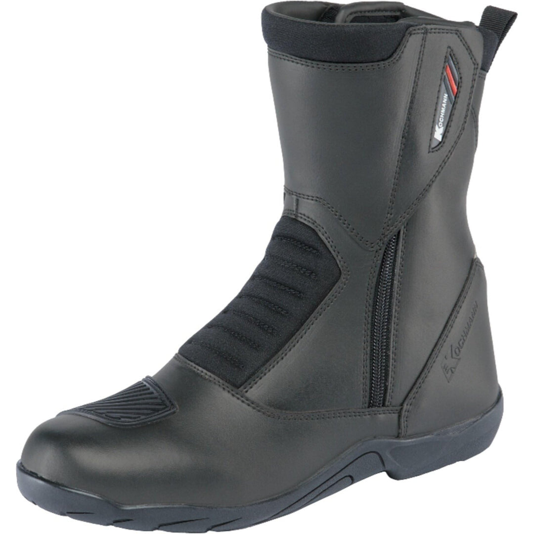 Kochmann Tourino schwarz Motorradstiefel CE Leder wasserdicht Hipora langer Reissververschluss, 39 S