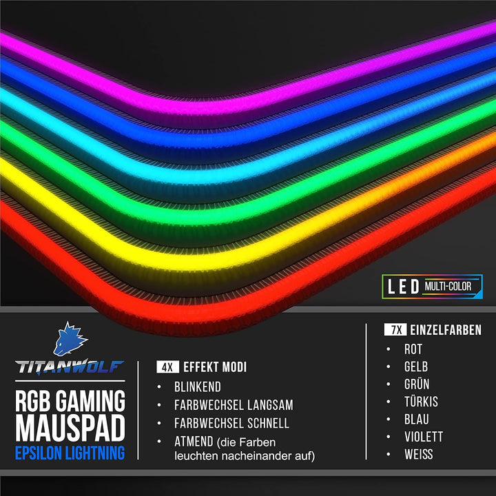 CSL-Computer – XXL RGB Gaming Mauspad – LED Schreibtischunterlage – 900 x 400 mm Übergrösse – XXL Ma