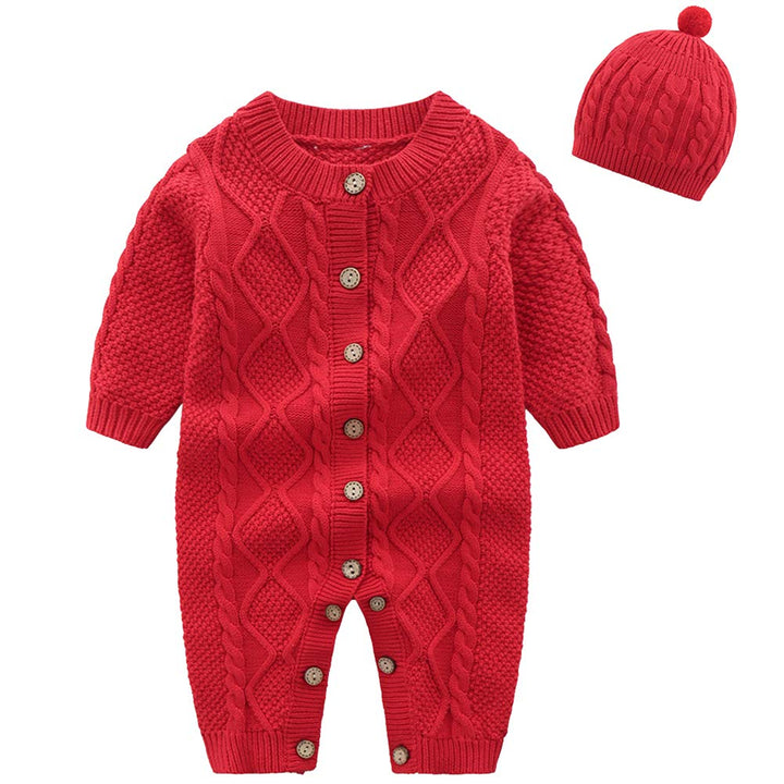 Gestrickte Strampler Baby Mädchen Spieler und Mütze Strickanzug Schneeanzug Overalls für 3-24 Monate