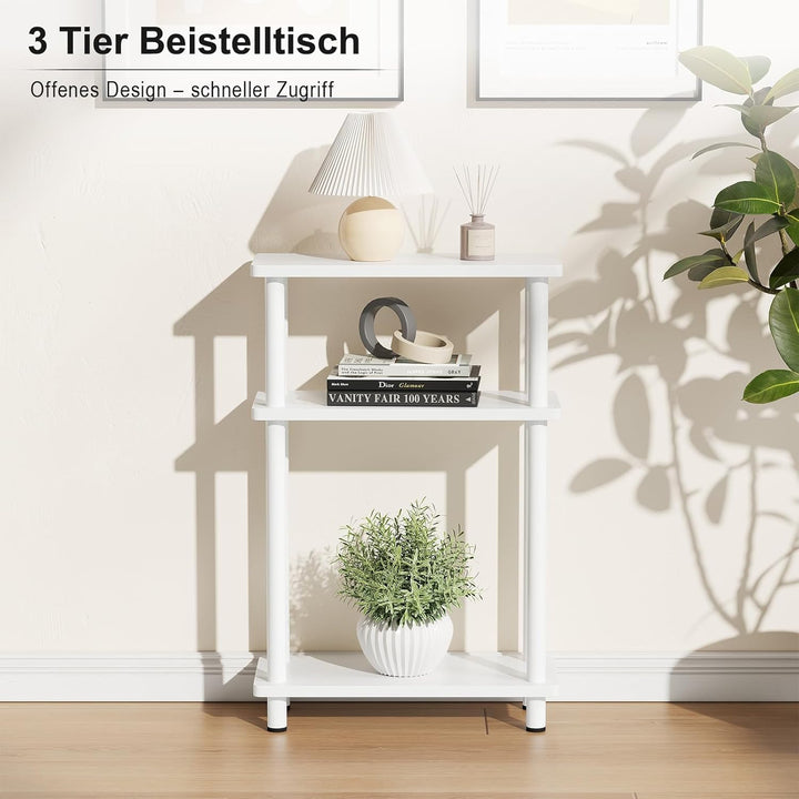 YOUDENOVA Beistelltisch Holz, Beistelltisch Schmal, 40x18x61.5 cm, 3 Tier Kleiner Tisch Für Wohnzimm