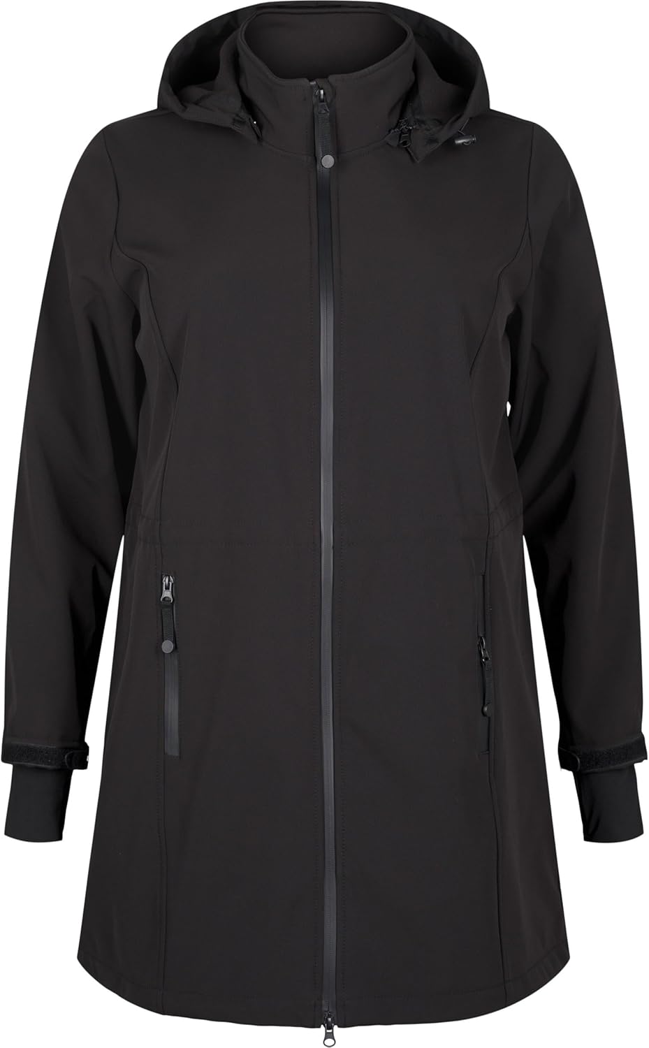Zizzi Damen Grosse Grössen Jacke Softshell Kapuze Gr 54-56 Schwarz, 54-56 Schwarz