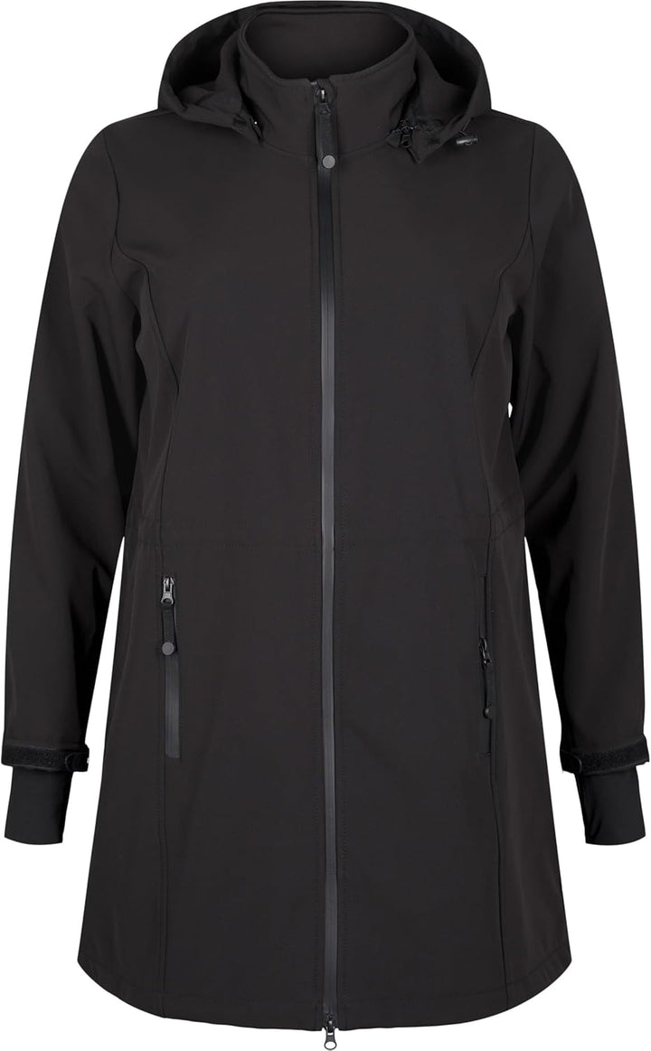 Zizzi Damen Grosse Grössen Jacke Softshell Kapuze Gr 54-56 Schwarz, 54-56 Schwarz