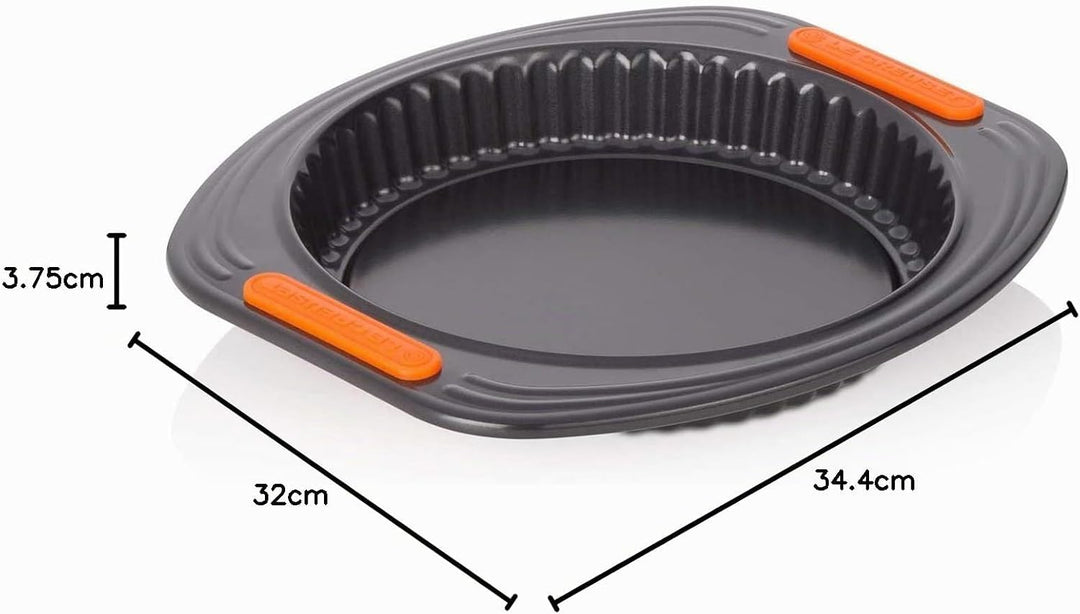 Le Creuset Antihaft Quiche- und Obstkuchenform, Ø 28 cm, Hebeboden, Sauerteigbeständig, Aus Karbonst