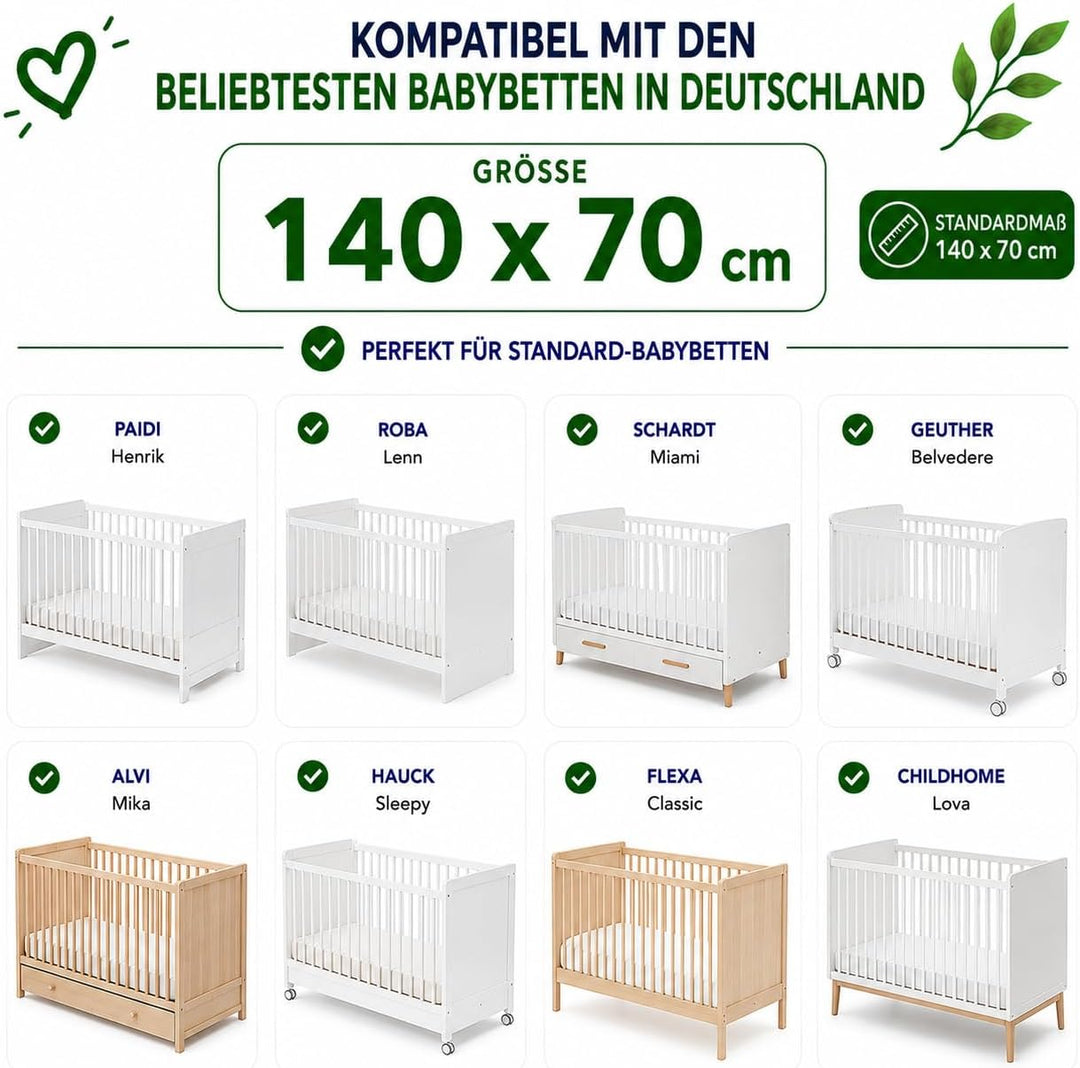 FlyIdeas 2 Spannbettlaken für Babybett Kinderbett 140x70 cm 100% Reine und Sanft Baumwolle Zertif |