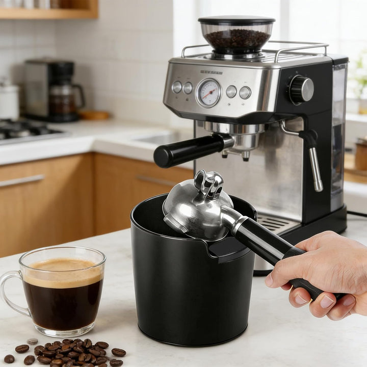 Espresso-Knockbox Kaffeesatz Knock Box Abklopfbehälter für Siebträger Zbschlagbehälter Schwarze Ents