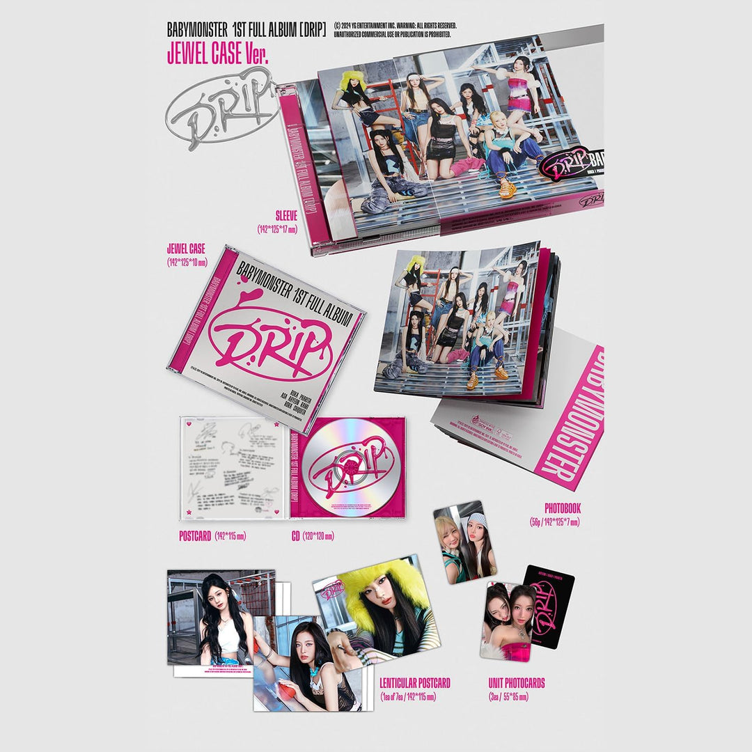 BABYMONSTER - 1st Full Album [DRIP] (Jewel Case Ver.) Sleeve + Jewel Case + Postcard + CD + Photoboo