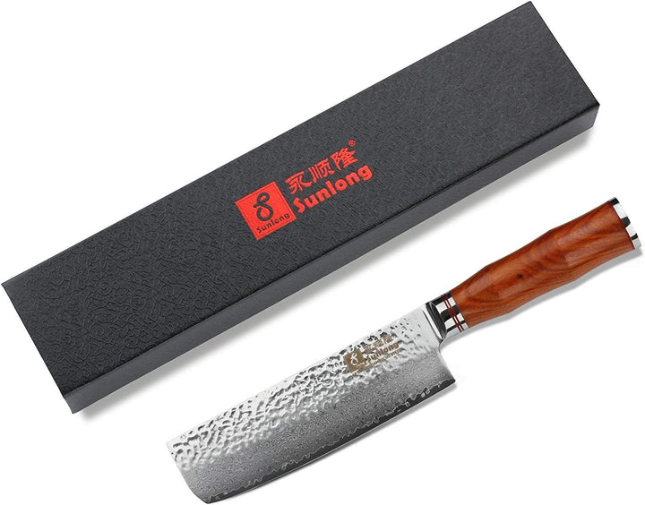 Sunlong VG10 - Acciaio Damasco, coltello Nakiri per verdure/Coltello Usuba da cuoco per verdure con
