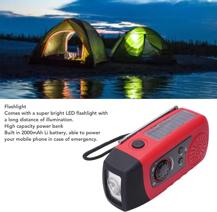 Handcrank Emergency Radio, Tragbares Solarradio mit LED Taschenlampen- und Telefonladegerät, FM Weat