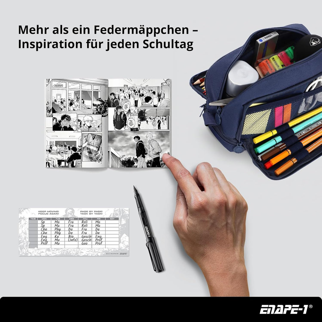 Multipocket XL Federmäppchen mit Fächern – Grosses Stifteetui für Schule, Uni &amp; Büro – Inkl. Mini Ma