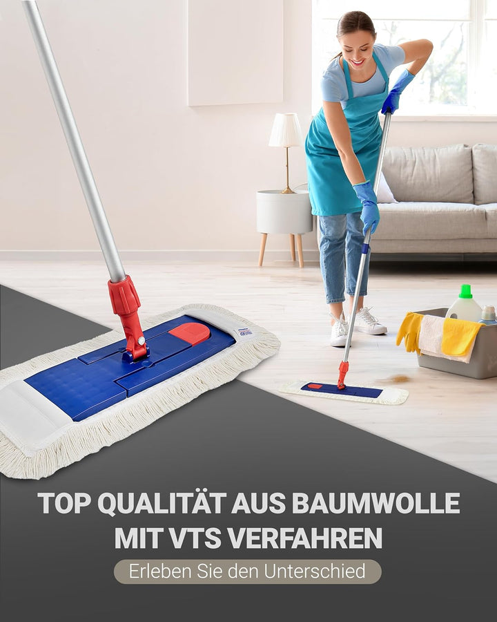 5 Profi Baumwolle Bodenwischer 50cm mit Aussenfransen - Wischmopp Bezug für effektive Gewerbe- &amp; Hei