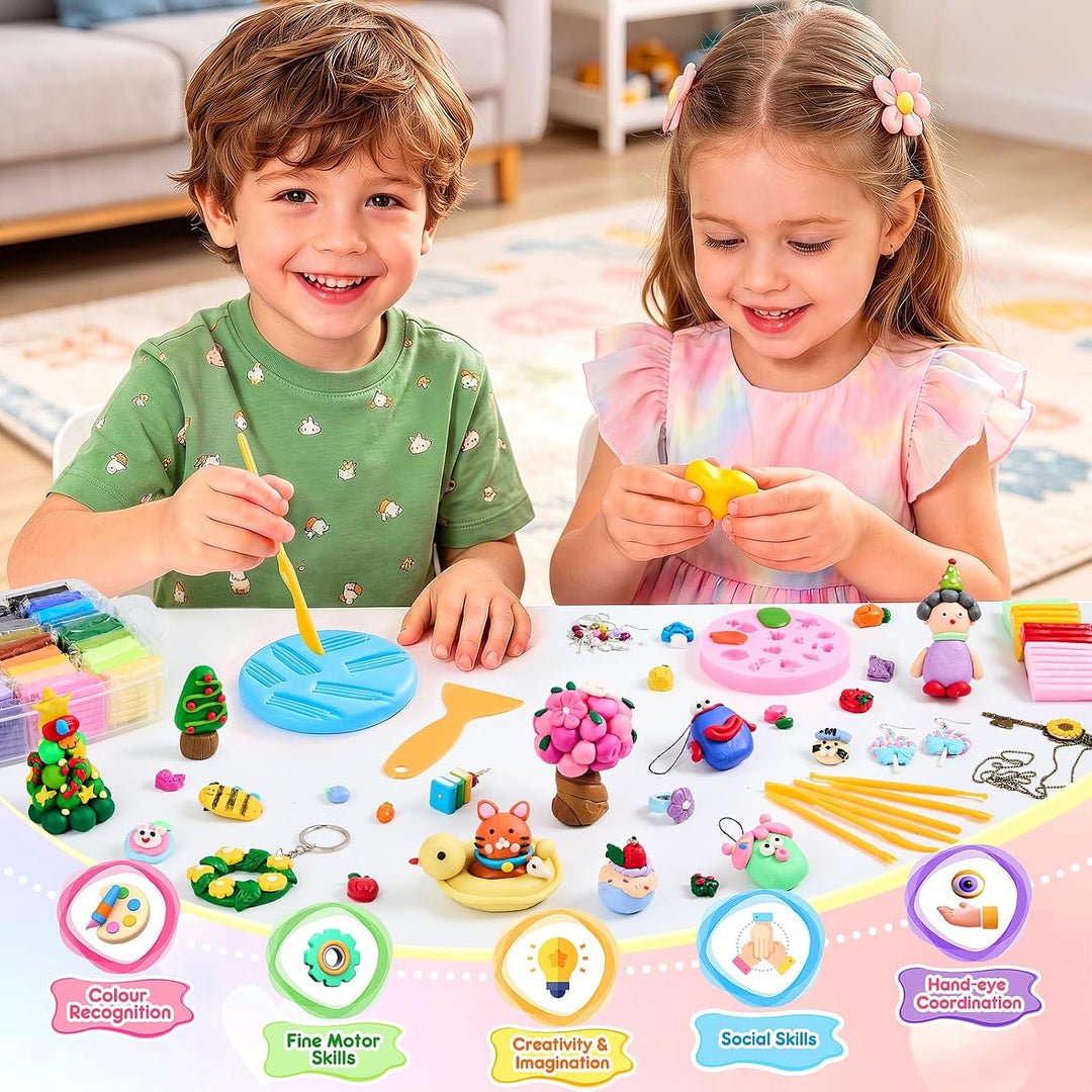 50 Stück Polymer Clay Set, 25g Knete Set mit 15 Werkzeug &amp; Zubehör