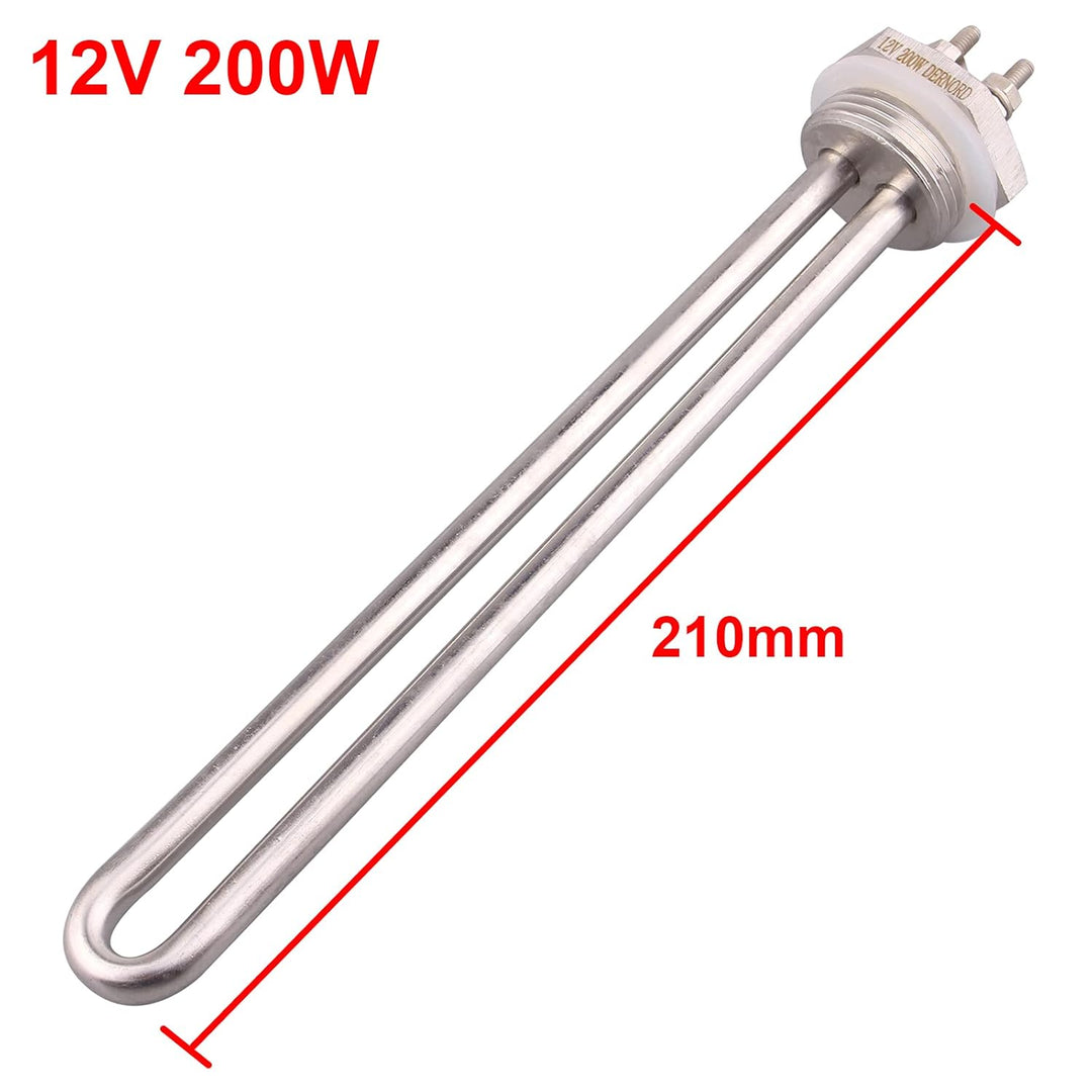 DERNORD 12V 200W BSP Tauch-Wasser-Heizelement DN25 Edelstahl Gewinde-Tauchwasser-Heizkörper U-Typ