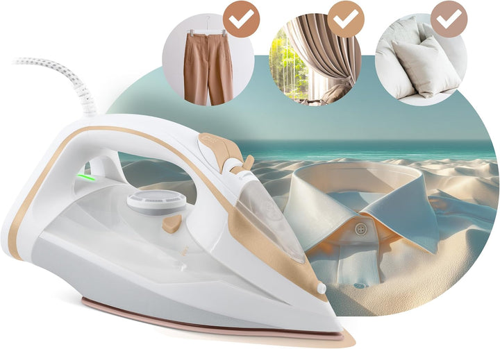 Berdsen Dampfbügeleisen - 3000W Bügeleisen 9in1 - mit Keramiksohle - 350ml Wassertank Doppel-Dampfst