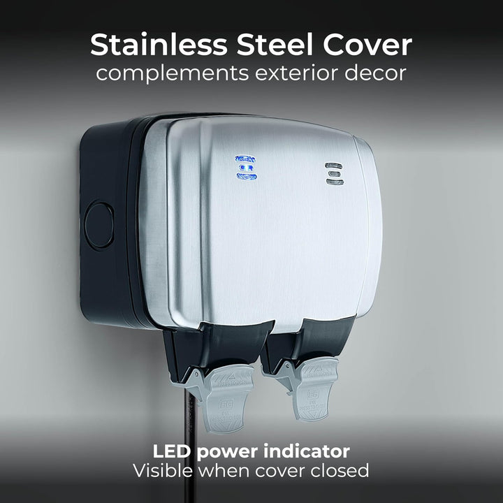 BG Electrical WPL22 IP66 2-Fach 13 A dekorative wetterfeste Schaltersteckdose für den Aussenbereich