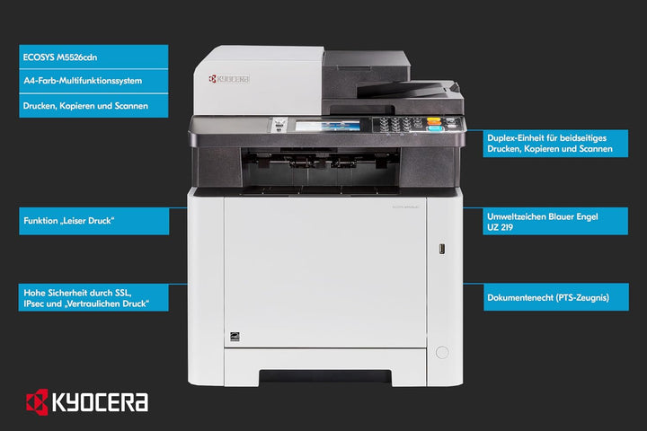Kyocera Ecosys M5526cdn Farblaser Multifunktionsgerät: Drucker Scanner Kopierer, Faxgerät. Multifunk