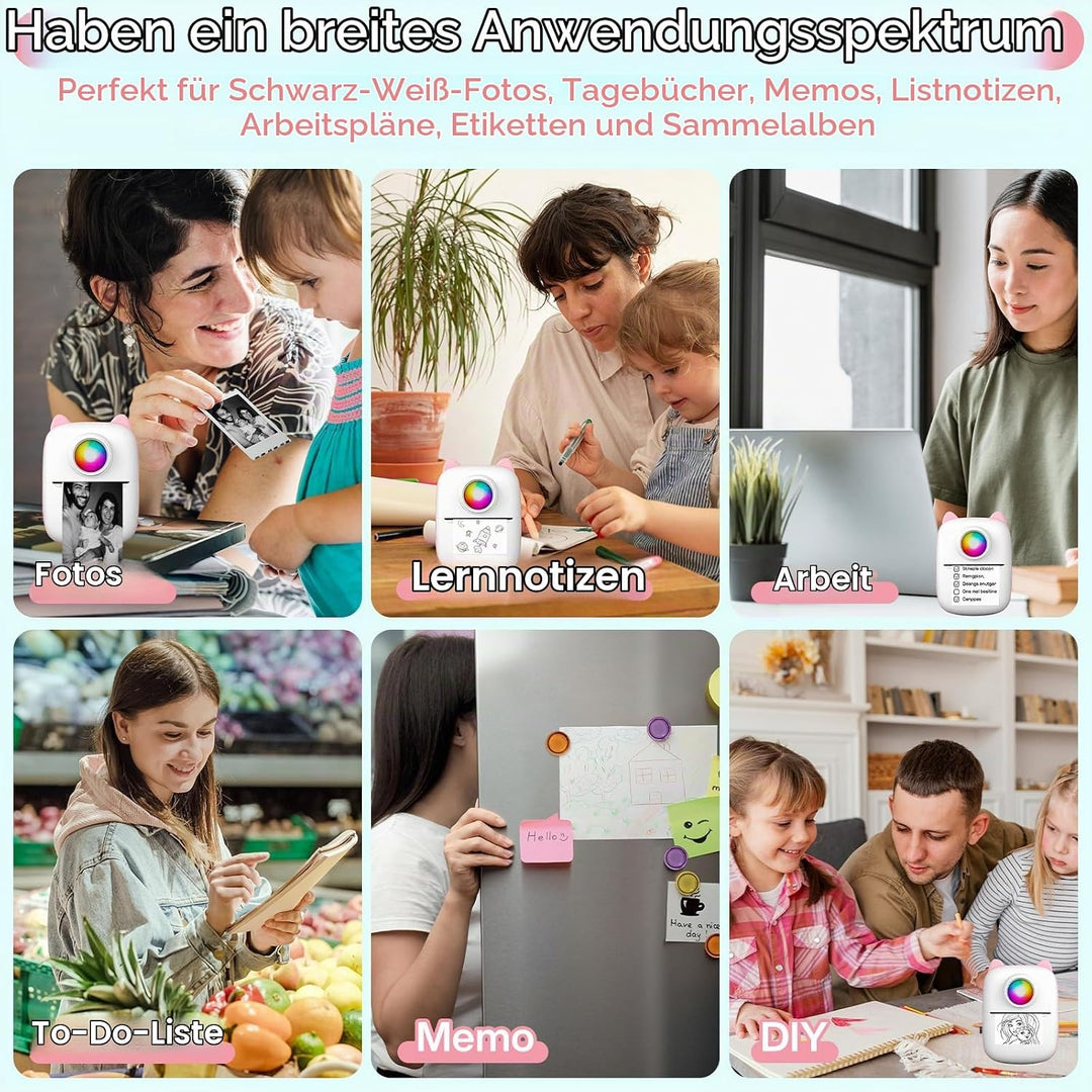 Mini Drucker Tragbarer Thermodrucker Wireless Bluetooth Mini Fotodrucker Smartphone Taschendrucker M