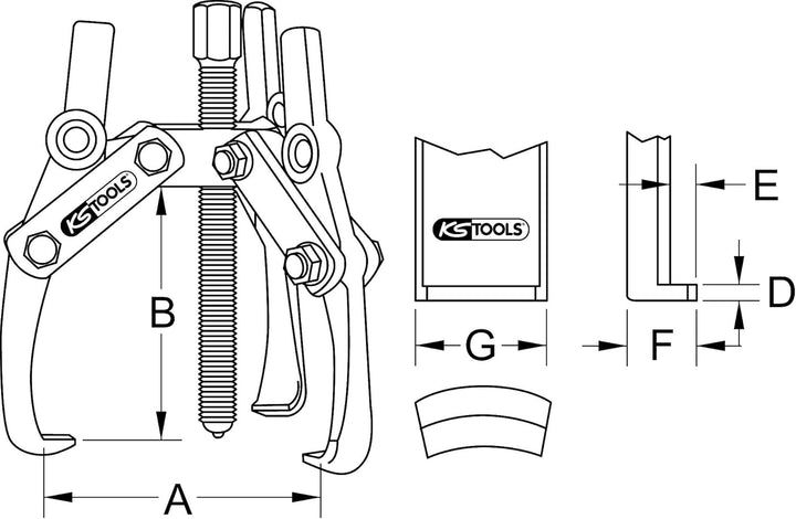 KS Tools 630.3402 Universal-Abzieher 3-armig, 20-230mm