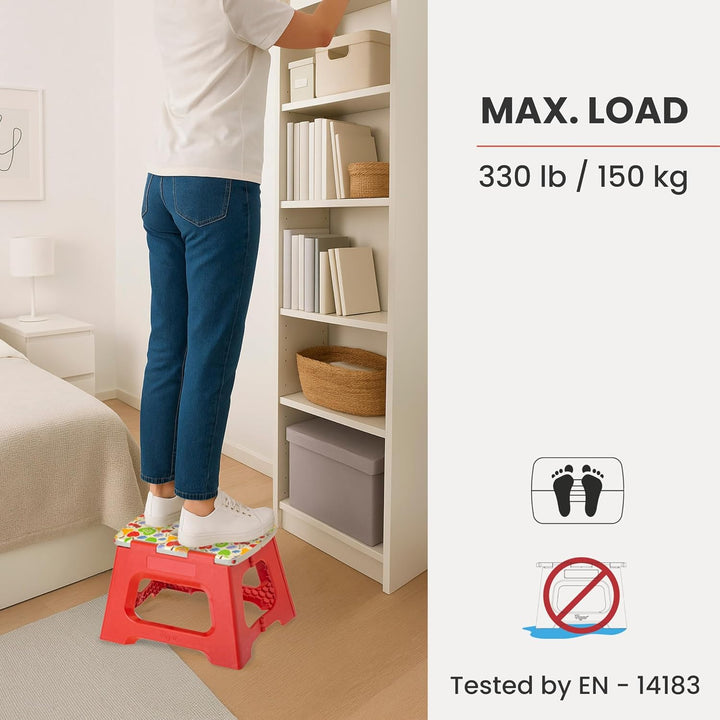 VIGAR Kompakte Tritthocker Klappbar für Erwachsene, 23 cm, Klapphocker Faltbar 150 kg rutschfest, Le