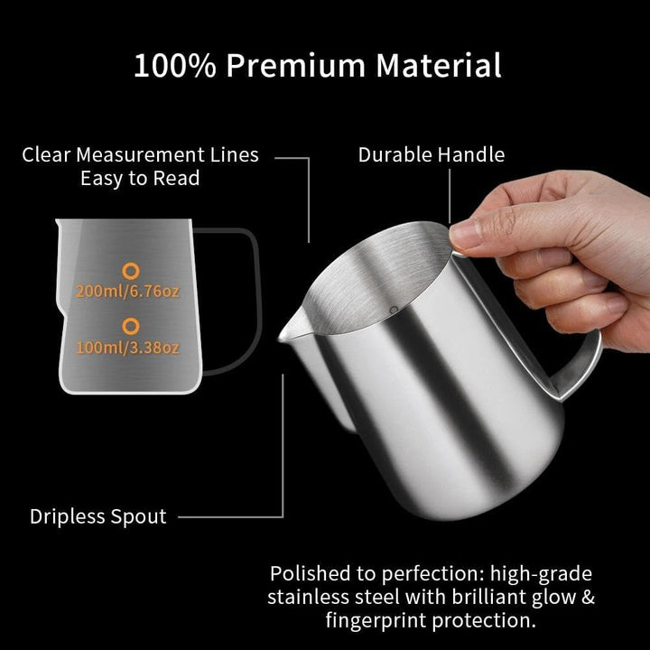 watchget Milchaufschäumkrug, 250 ml, Edelstahl, Espresso, Dampfkrug, Milch, Kaffee, Cappuccino, Latt