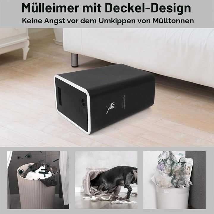 XPIY Mülleimer mit Deckel, 2 Stück, 15 Liter Mülleimer mit Druckverschluss, kleiner Mülleimer, Hunde