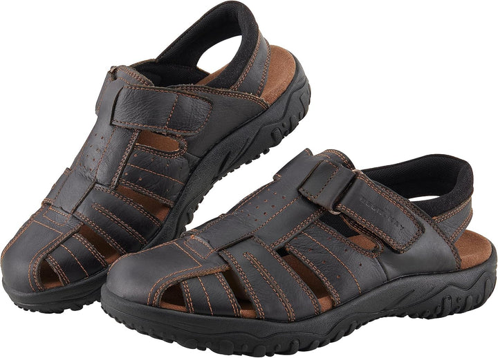 MGGMOKAY Herren Leder Sandalen Fisherman Closed Toe Outdoor-Sandale 40 EU Schwarz, 40 EU Schwarz