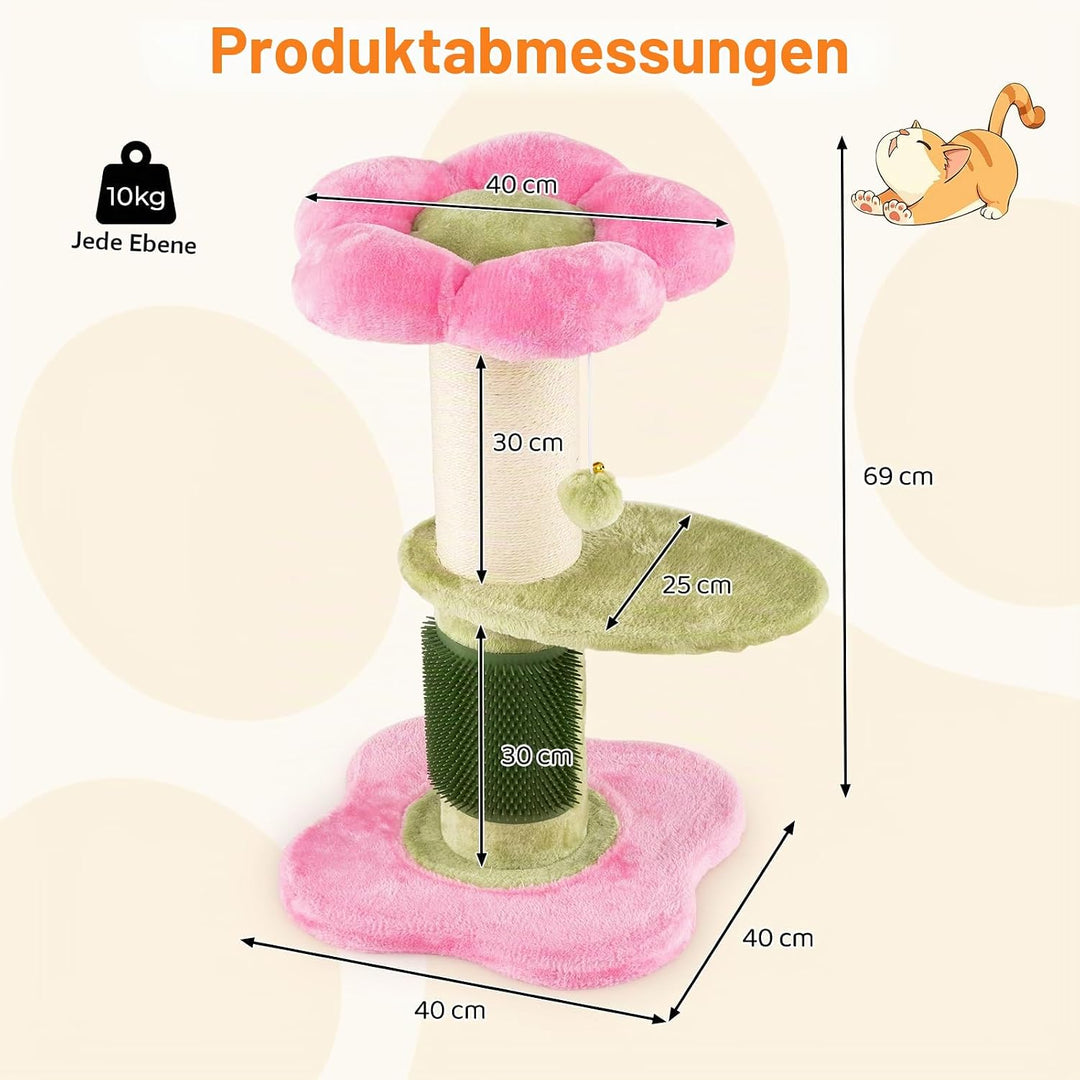 SOARS Kratzbaum, 69 cm hoch, 13 cm Dicker Stamm, Katzenbaum mit Kratzsäule, Selbstpflegegerät, Hänge
