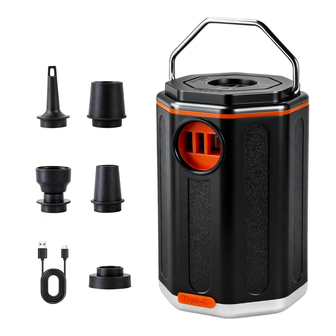 PlusFive Elektrische Luftpumpe Akku, 7.4V/800mAH Mini Luftpumpe mit 4 kPa, 180 L/min, USB-C Aufblas-