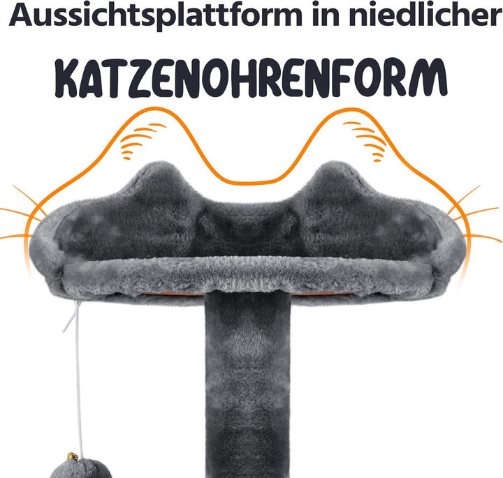 Yaheetech 178 cm Kratzbaum gross Stabiler Katzenbaum mit 2 Höhlen dunkelgrau Dunkelgrau 55 x 55 x 17